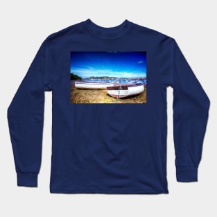 Conwy Harbor, Wales, Wooden Rowing Boats Long Sleeve T-Shirt